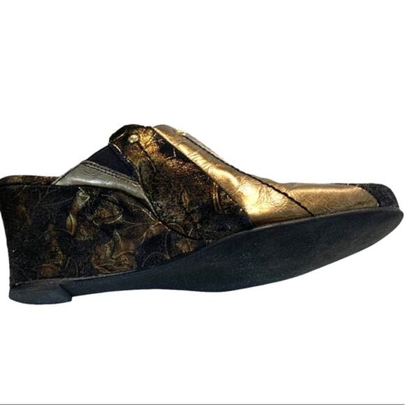 HELLE metallic gold snd browns size‎ 39 wedges. Leather uppers. Made in Spain. - Picture 5 of 11